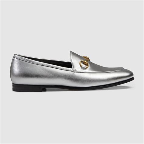 gucci jordaan leather loafer silver|Gucci jordaan loafer women's.